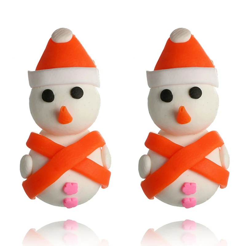 Tocona, трендовые серьги-гвоздики в виде Санта Клауса и снеговика, 3D Мультяшные серьги-гвоздики для женщин, ручная работа, полимерная глина, рождественские серьги с персонажем, ювелирные изделия