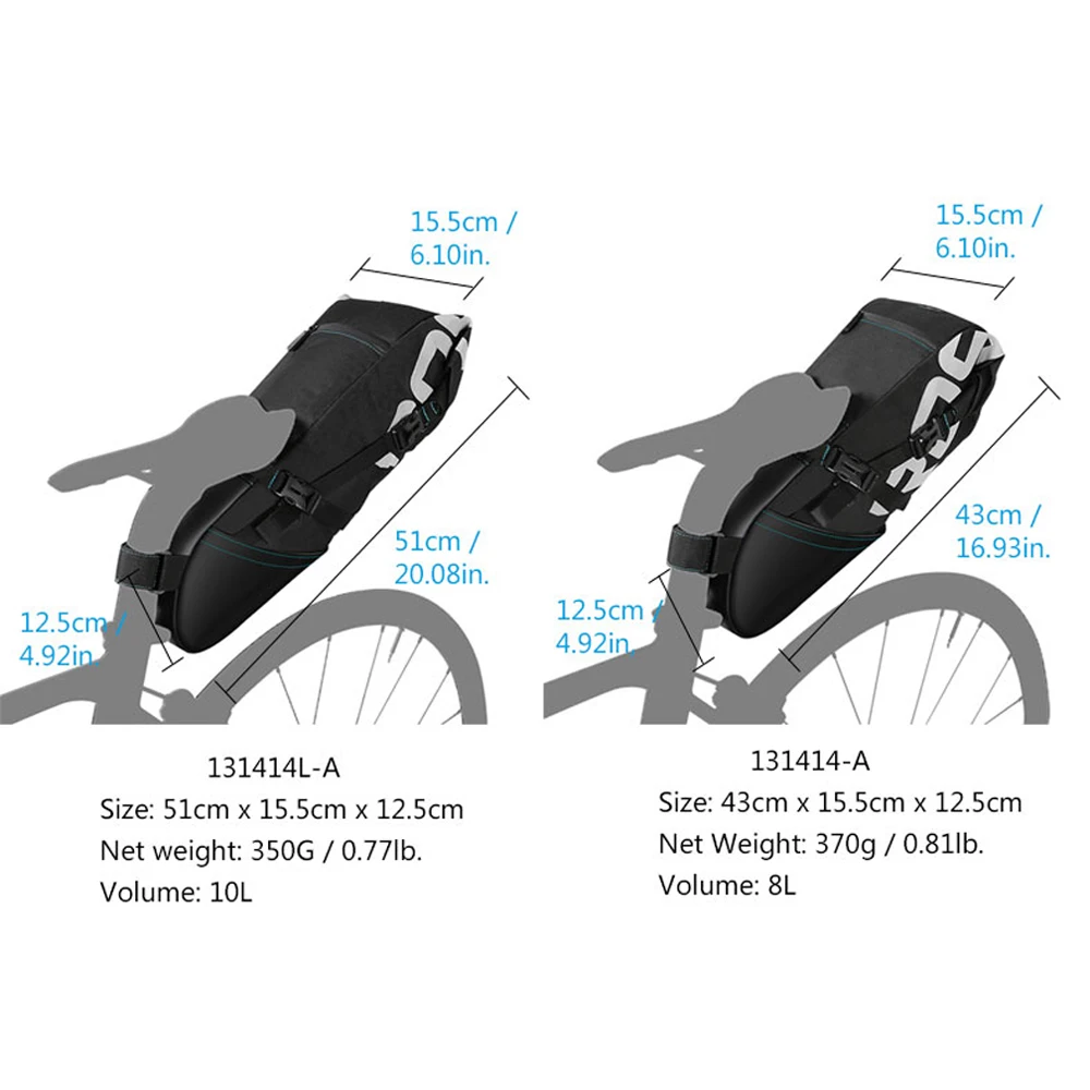 ROSWHEEL 131414 دراجة Seatpost حقيبة مقعد دراجة مقعد تخزين السلة الدراجات MTB الطريق الخلفية حزمة المياه ضيق للتمديد 8L 10L