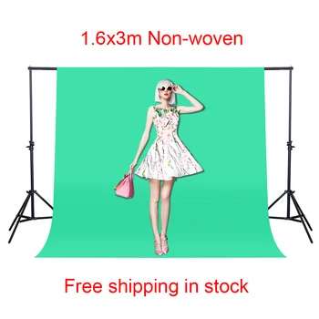 

CY Free shipping Photo background 1.6*3M/5 x 10FT Green color Photography Studio Non-woven fabric Backdrop Background Screen
