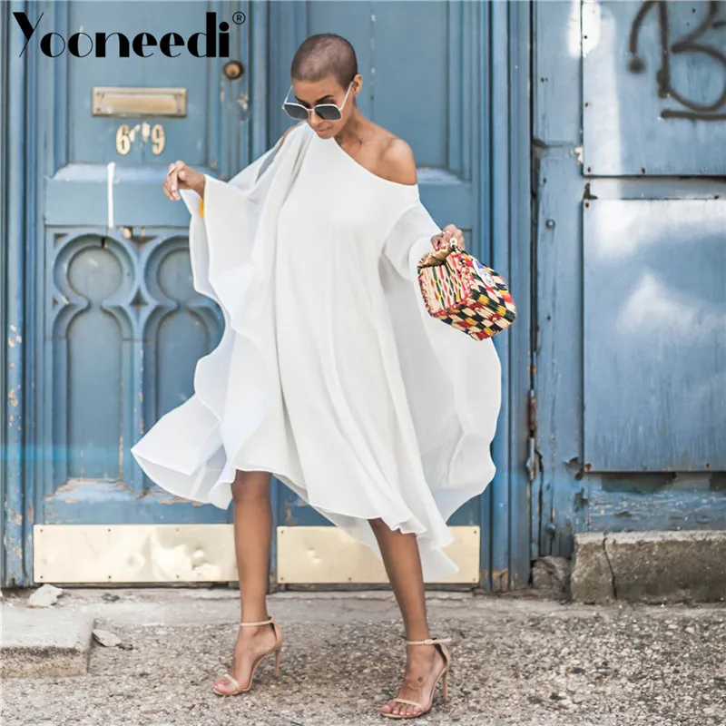 

Yooneedi 2019 Summer New Arrival Casual Women Plus Size Dress 3 Color Solid O-neck Batwing Sleeve Ladies Midi Dress CX-035