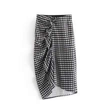 Wynne gadis осенние клетчатые юбки с принтом ламинированные плиссированные юбки с оборками Saia для женской одежды