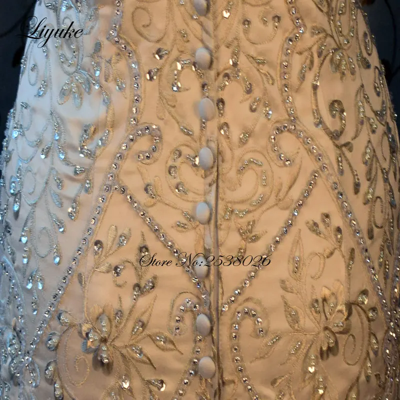 Liyuke Вышивка Русалка свадебное платье Новый Милая Роскошные Аппликации Бисер с открытыми плечами невесты халат de брак