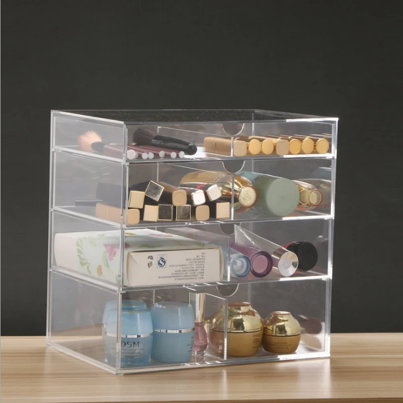 Clear 4 Drawers Makeup Organizer Jewelry Storage Box Case Makeup