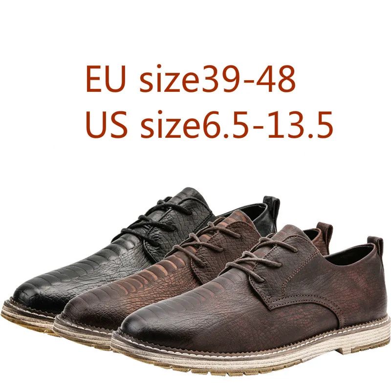 

Walking shoes 2018 fall new British style crocodile texture PU sports shoes outdoor anti slip fitness men's shoes large size 48