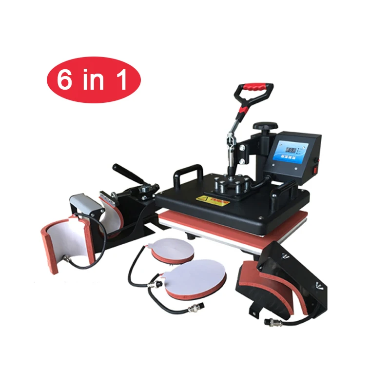 6in1 Heat Press Transfer Machine T-Shirt Printer Ciss Inkjet Paper Mug Ink  Tape Sublimation Kit