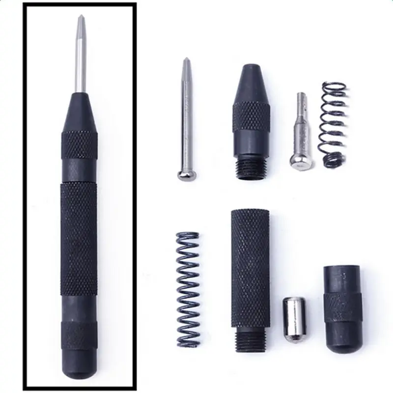 

Heavy Duty Automatic Centre Punch Spring Loaded Metal Wood Press Dent Marker Black Automatic Centre Punch