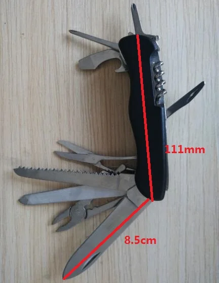 Открытый Классический многофункциональный черный швейцарский нож из нержавеющей стали 111 мм длина для кемпинга или охоты