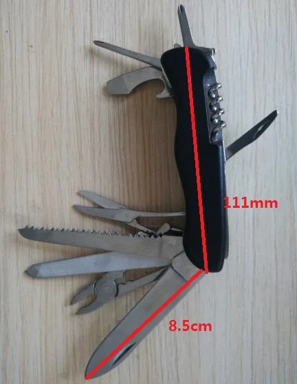 Outdoor Classic multi function Black Stainless steel Swiss Knife 111mm length for camping or hunting Outdoor Classic multi function Black Stainless steel Swiss Knife 111mm length for camping or hunting