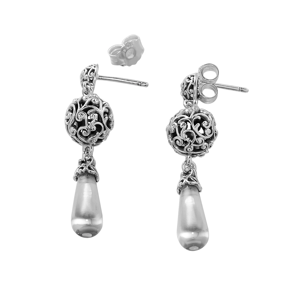 

100% Sterling-Silver-Jewelry Regal Droplets Earring with Clear CZ 100% 925 Silver Jewelry for Women Free Shipping