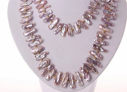 

Miss charm Jew1308 long baroque purple biwa freshwater cultured pearl necklace AAA