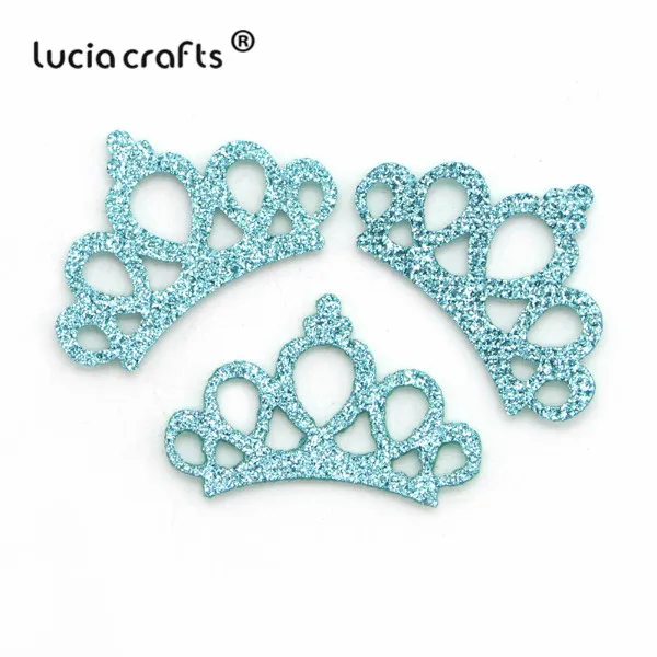 Lucia crafts, 10 шт./12 шт., 27*45 мм, нетканый материал, корона, детская лента для волос, шпилька, головной убор, украшения, сделай сам, ручная работа, аксессуары L0621 - Цвет: blue  10pcs