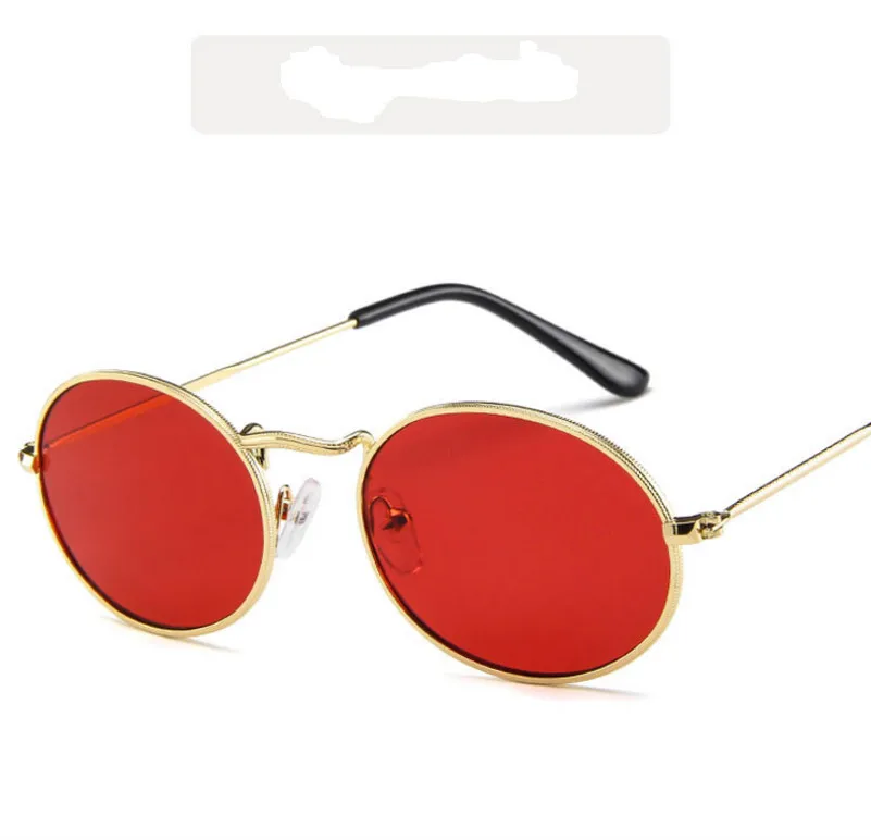 Cute Sexy Retro Oval Sunglasses Women Small Gold Black Vintage Retro Sun Glasses Female Red Eyewear For Women Driver Goggles - Название цвета: Gold frame Red