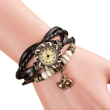 Bracelet Watches Quartz Relogio Feminino 2016 Hot Weave Around PU Leather Cat Bracelets Lady Woman Wrist Watch Dress Clock