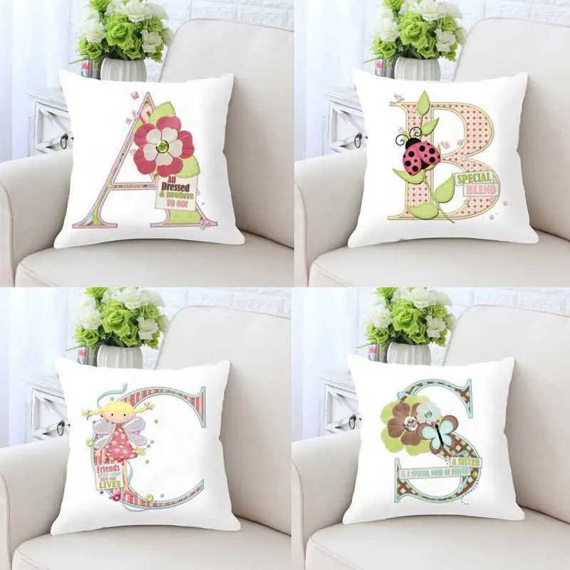 

Cute Design Letter Pillow Case 26 English Letters Alphabet Cushion Cover The Child Abbreviated Name Diy Custom For Kids Gifts