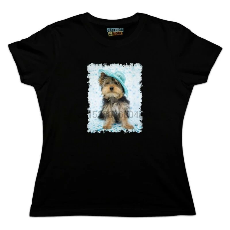 

Yorkie Yorkshire Terrier Dog Blue Hat Womens Novelty T-Shirt