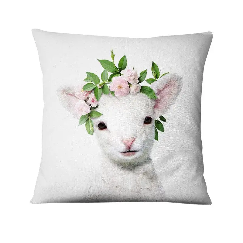 Home Decoration Pillow Fresh Animals In Flower Printed Cushion Decorative Pillows Almofada Decorativas Para Sofa Throw Pillow 