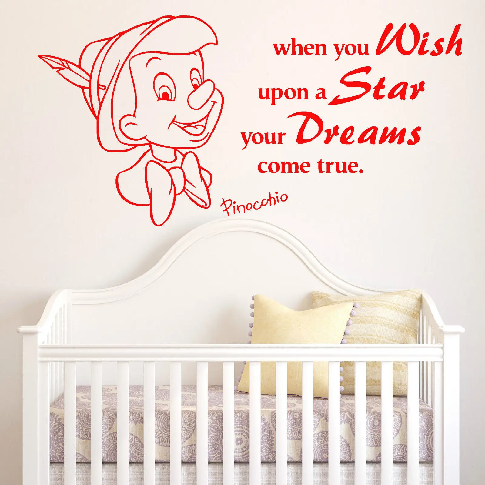 HWHD os1688 PINOCCHIO when you wish upon a star nursery vinyl wall art