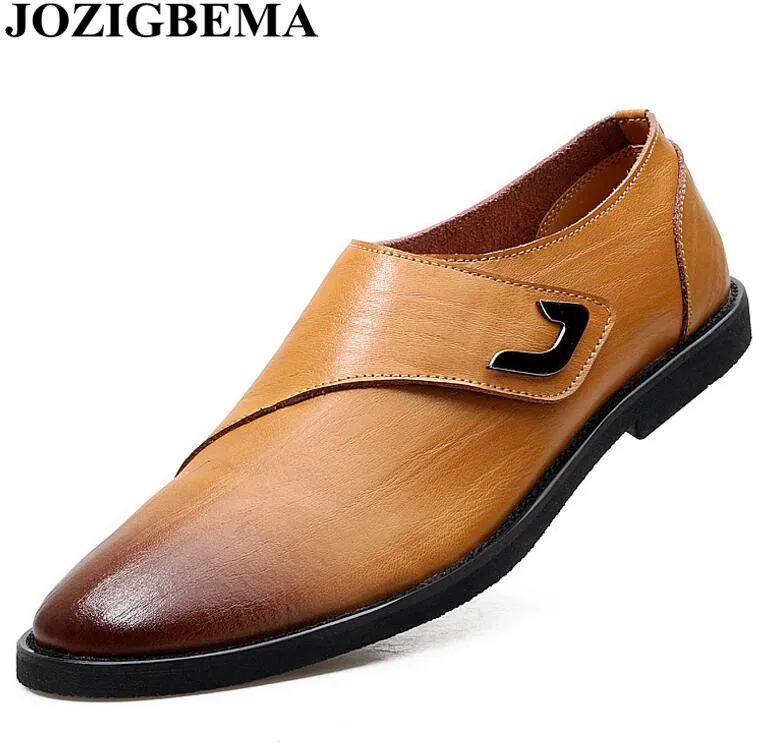Jozigbema Cuir Appartements En Bureau Mariage Mariée Brides Noir Moine À Véritable Bout Oxfords Pointu Homme jaune Arrivée Hommes Robe Formelle De marron Chaussures Mâle cTK1lJF