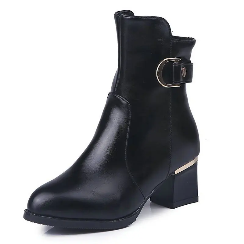 

High Heel Pointed Toe Women's Boots Stiletto Booties Zipper Bare Boots Ladies Shoes Thick Square Heel Femme Platform Boots