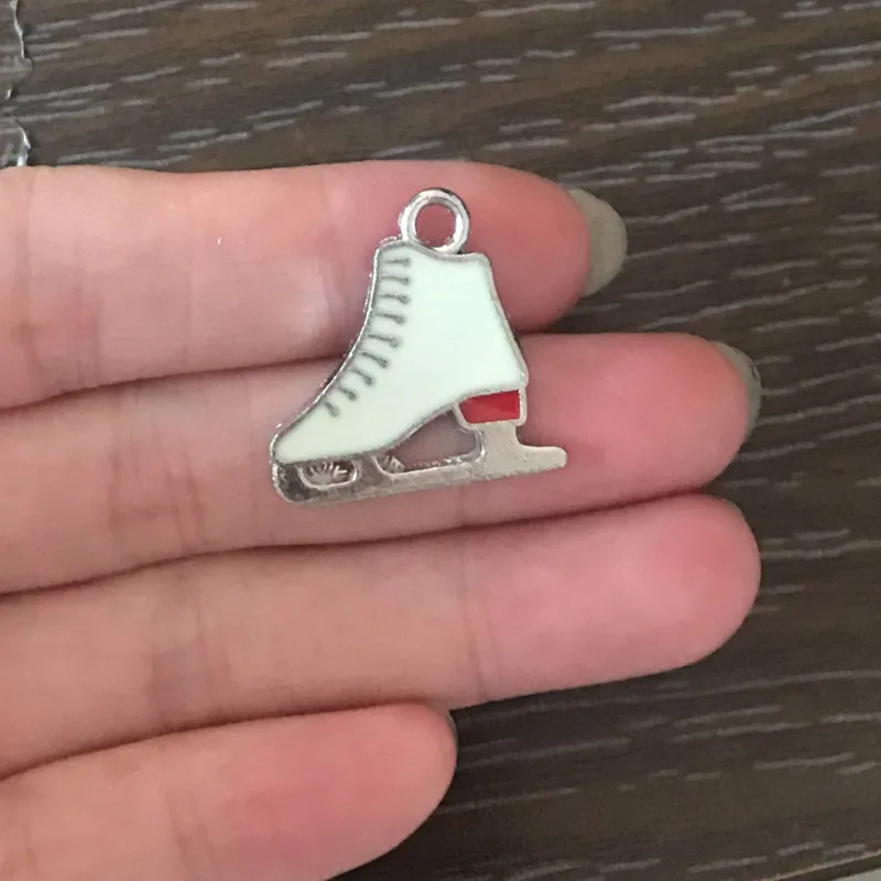 

6PCS DIY Charm Enamel Ice Skate Charm for Charm Bracelets Pendants Earrings Zipper Pulls Book Marks Key Chains Jewelry