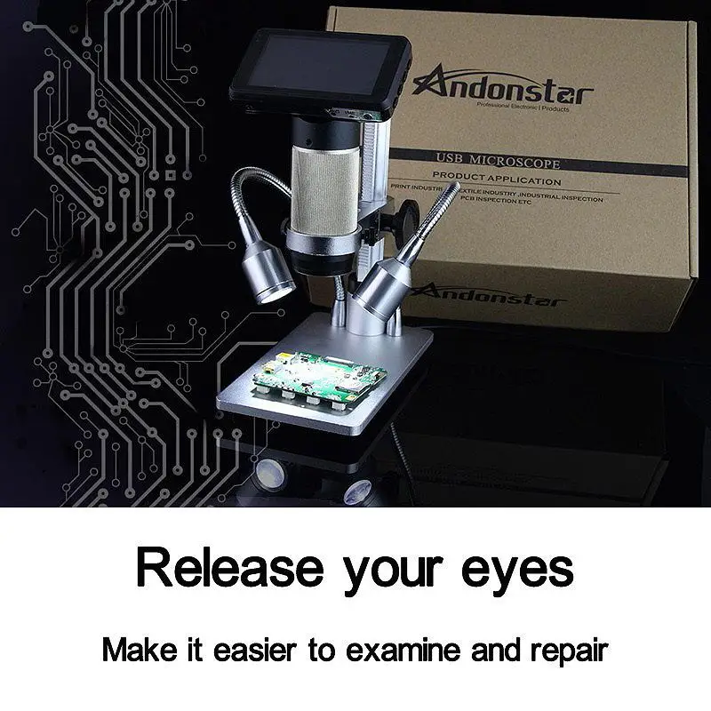 

ADSM201 HDMI Full HD USB Microscope Magnifier Long Object Distance Microscope Double Output Soldering Tool Phone Watch Repair