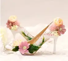 Pumps Women Shoes Flowers Sequins Bride Toe with Ultra-high Heeled Shoes Shallow Dress Shoes Shallow Mouth Toast Shoes