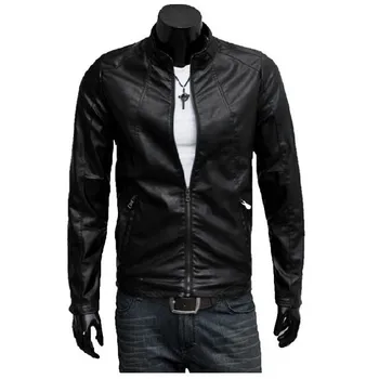Men's Slim Stand Collar Locomotive Leather Jacket Fleece Black Male Autumn Winter Warm casual fashion PU Leather clothing Men's Slim Stand Collar Locomotive Leather Jacket Fleece Black Male Autumn Winter Warm casual fashion PU Leather clothing