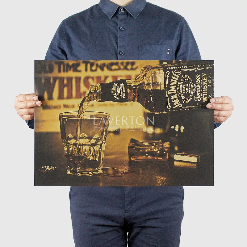 Виски/вино реклама напиток/крафт-бумага/наклейки на стену/Бар Ретро плакат/декоративная живопись 51x35,5 см