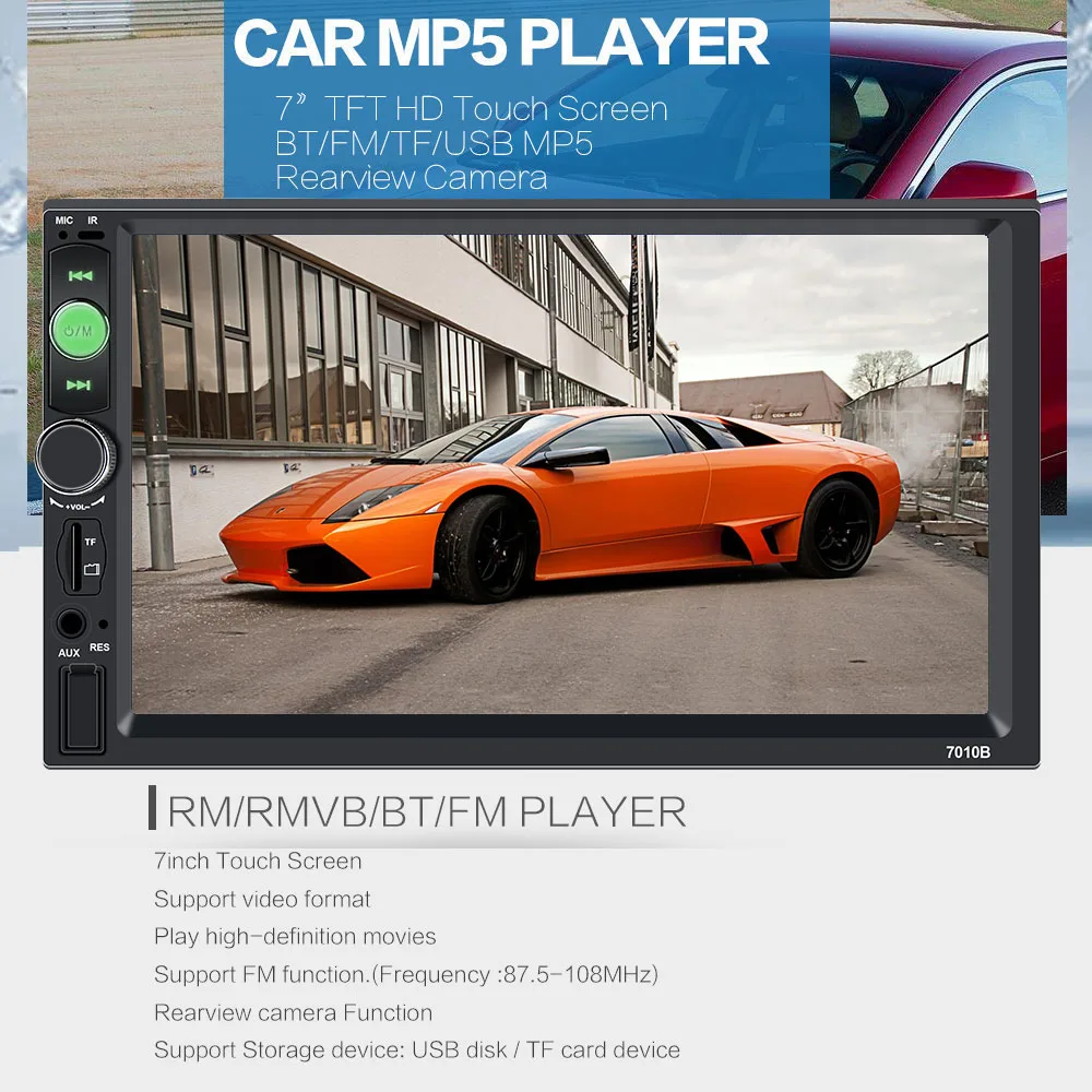 Центральный Multimidia 2Din 2 Din 7 ''Автомобильный видеорегистратор с сенсорным экраном фронтальная задняя камера Bluetooth Радио музыкальный проигрыватель мультимедиа авторадио