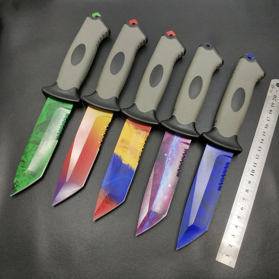 

Dropshipping CS GO Ursus Knife Tactical Straight Hunting Knives Fixed Blade Rubber Camping Survival Doppler Knife With Sheath