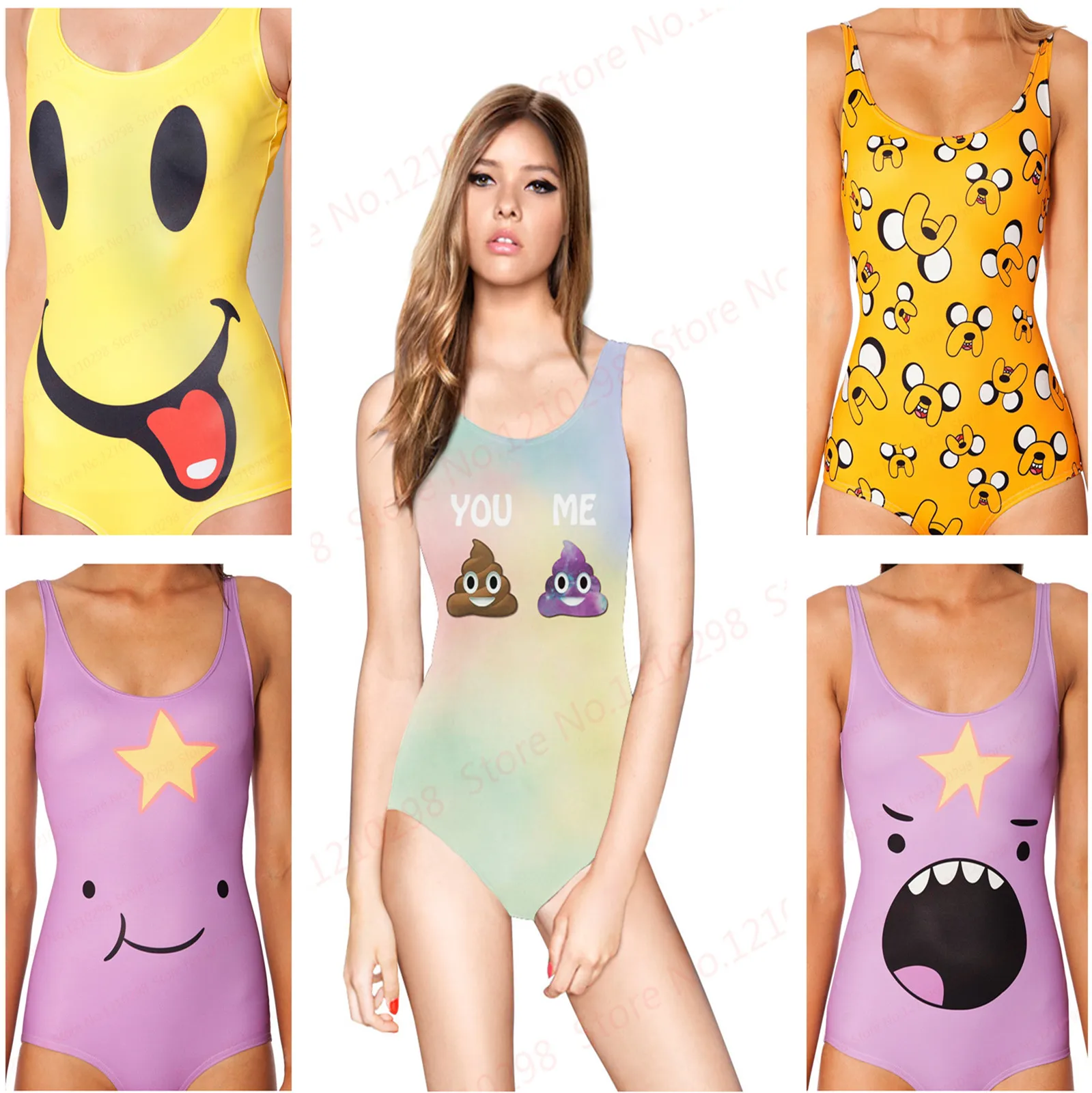 bathing suits with faces on them