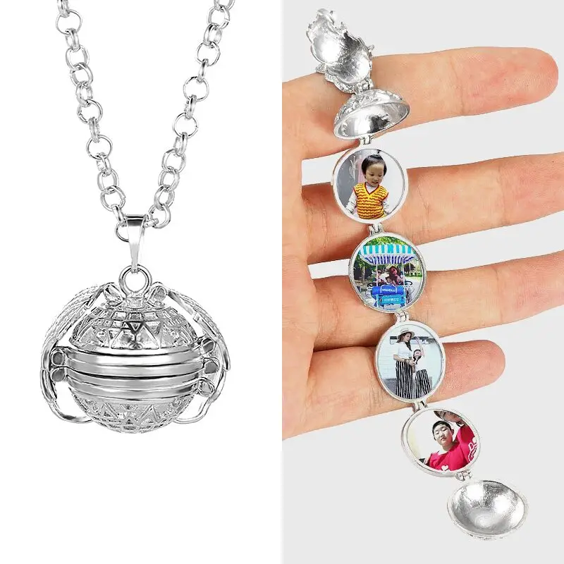 

Trendy Multi-color Magic Photo Pendant Memory Angel Wings Flash Box Locket Pendant Necklace For Women Girls Jewelry Gifts