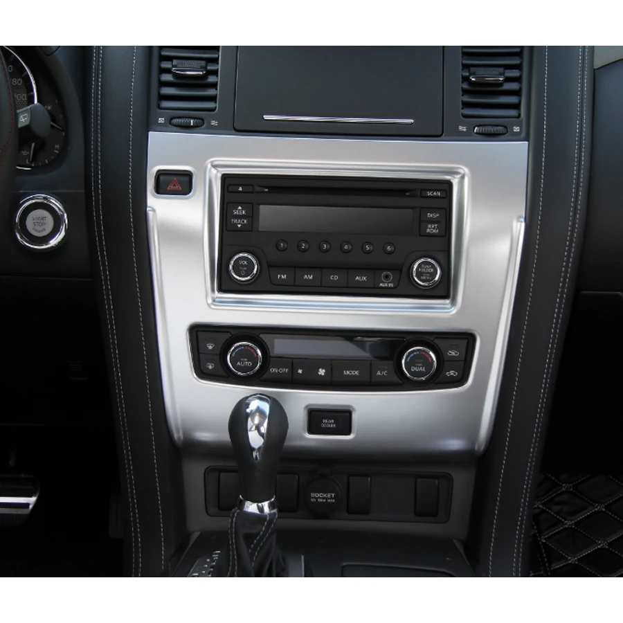 

YAQUICKA Car Interior Console Navigation GPS Frame Trim Styling Bezel For Nissan Patrol 2017 Auto Accessory ABS