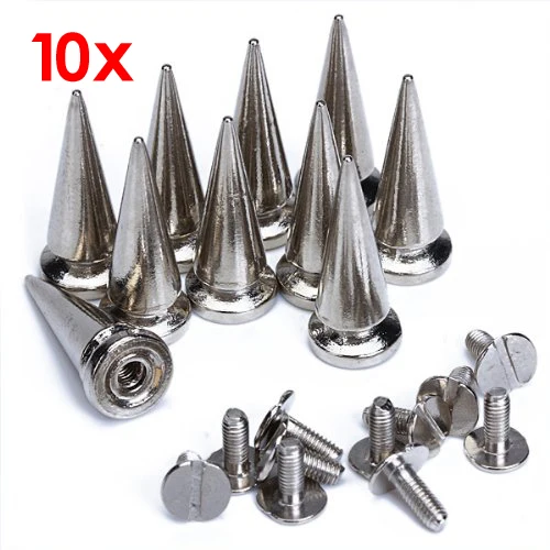 

UESH-10 Sets Cone Screwback Spikes Studs 25mm Silver / Iron with Nickel Plating, Can Bring You A Lot of DIY Pleasure