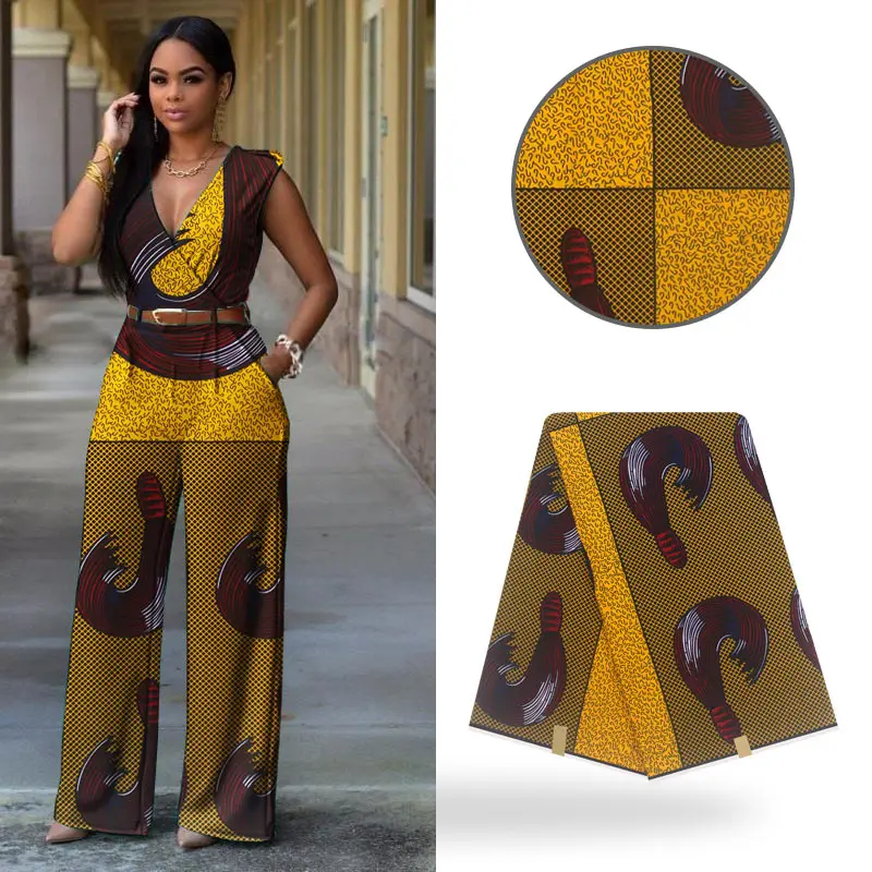 

Yellow african block wax print fabric and java design,fahsion nigerian ankara 100% cotton hollandais wax fabric for women party