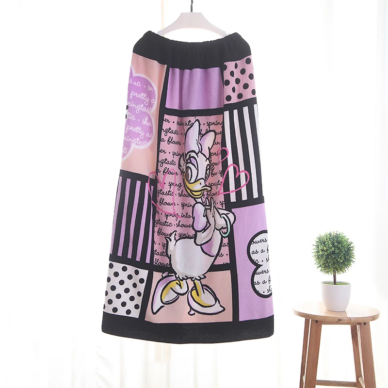 Disney Cartoon Daisy Duck Cotton Big Towel Wrap Nightgown Skirt Bra Bath Beach Pool Towels for Adults Women 100x120cm