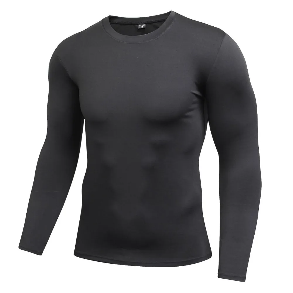 

2019 Quick-Dry Sweat Absorption Fitness Base Layer Tops M-XL Men Compression O-Neck Long Sleeve Tight T-Shirts