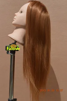 

2014 New Golden Fiber Beautiful Hair Hairdressing Styling Training Model Female Mannequin Head Free Shipping