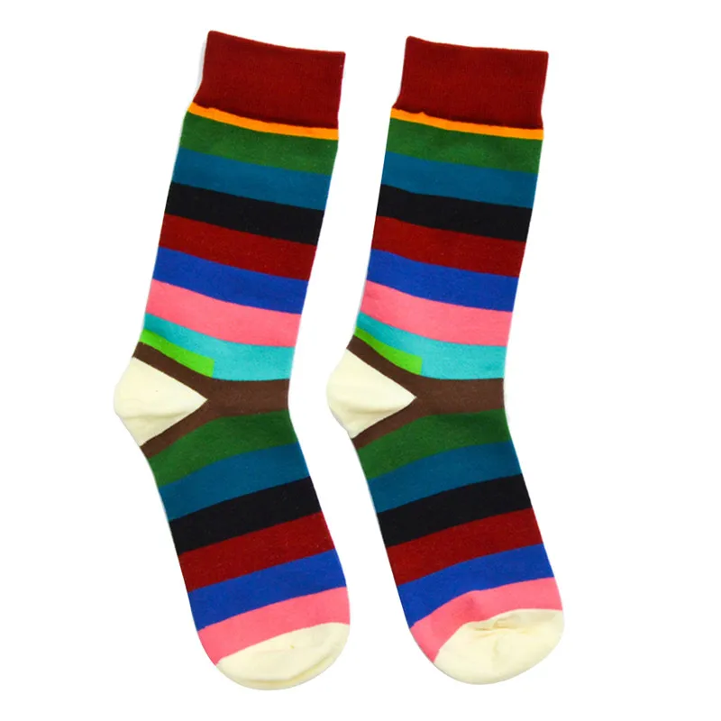 Ретро Спорт Фитнес Носки для девочек Швеции Стиль контрастирует Цвет узоров восхождение Бег дышащие хлопковые носки для Для мужчин Для женщин - Цвет: E
