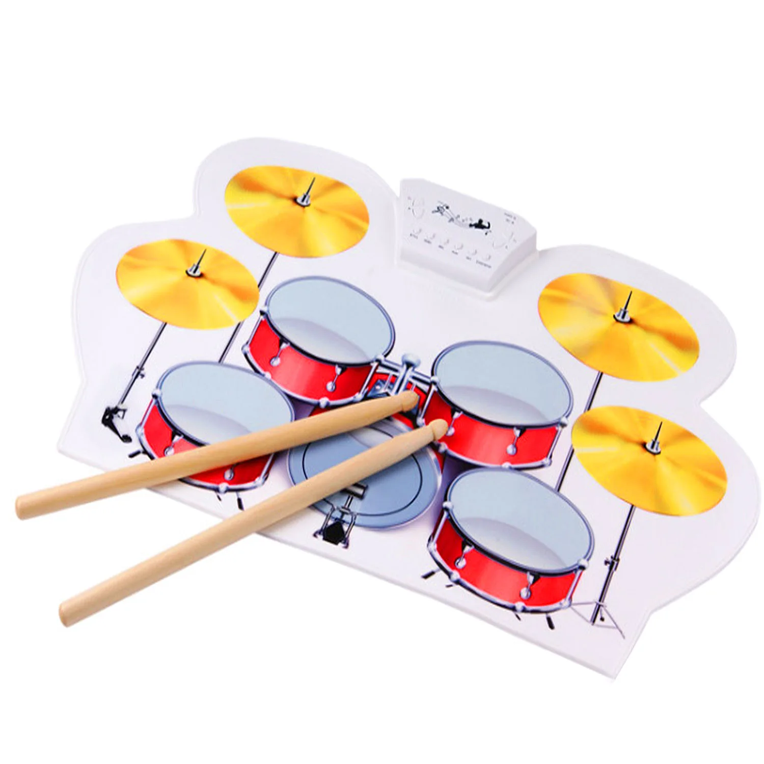 

Kids HOT Portable Folding Digital USB Electronic Practice PC Desktop Roll Up Silicon Jazz Drum Pad Kit with Drumsticks Pedals
