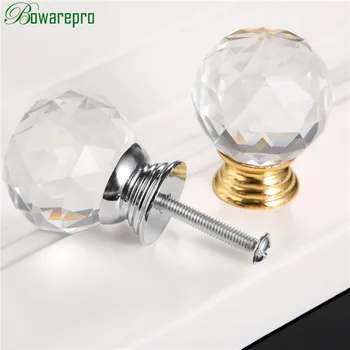 bowarepro 20253040MM Diamond Shape Design Crystal Knob Cupboard Pulls Drawer Knobs Kitchen Cabinet Handles Furniture Hardware