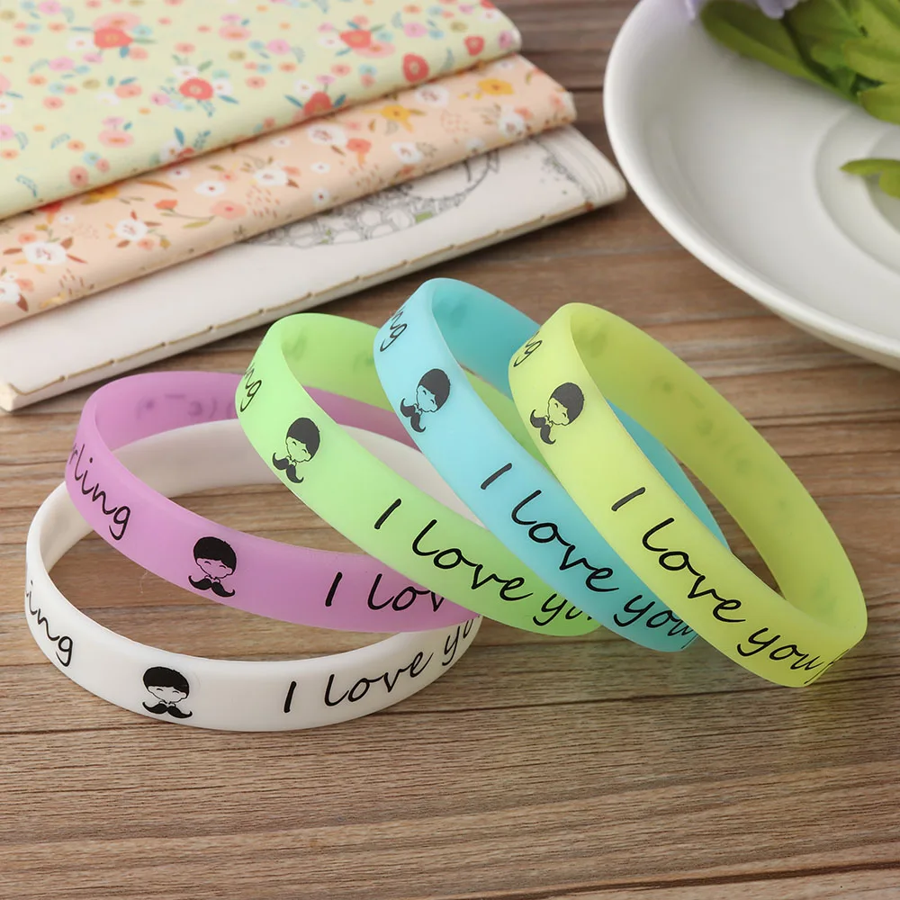 

1PC Luminous Silicone Rubber Sweat Band Bracelet Cuff Wristband Shine Bangle Glow in the Dark 5 Colors Jewelry Accessories
