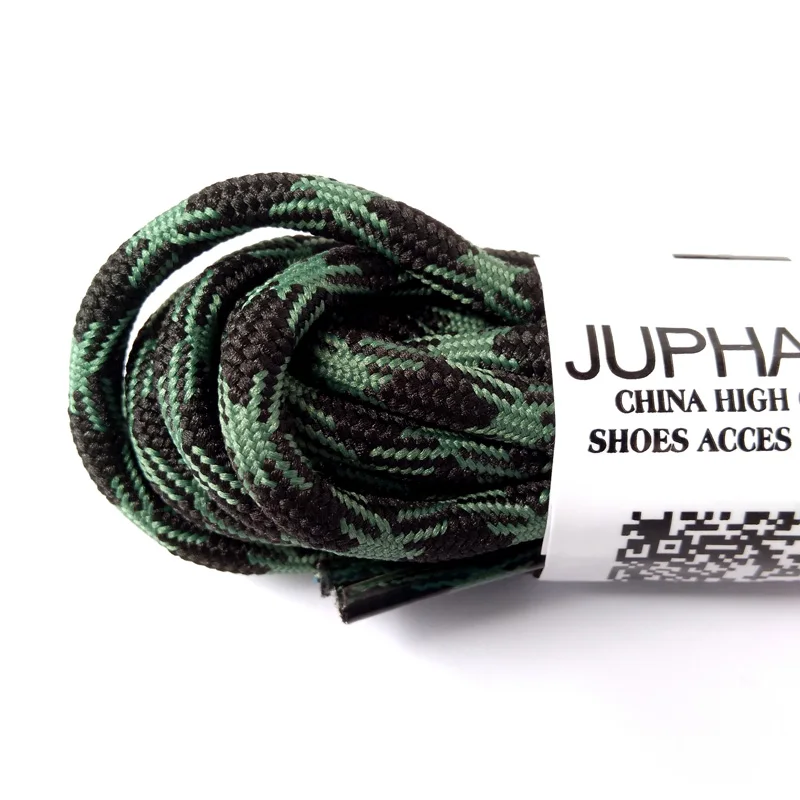 JUP 1-50 Pairs Black Green Round Sport Shoe Lace Non-slip Outdoor Sport Hiking Sneaker Shoelaces Skate Boot Bootlace String Rope