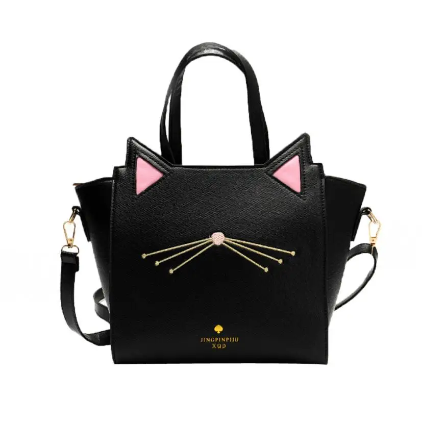 Molave Сумка Большая вместительная кожаная сумка женская сумка через плечо с кошачьими ушками Nov23 - Цвет: Black