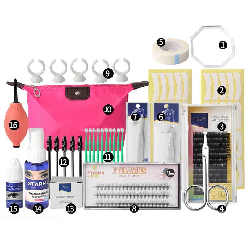 

Lash Starter Kit Semi Permanent Makeup Individual Eyelash Extension C Curl 16 pc
