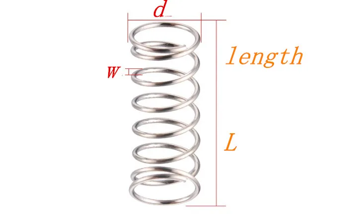 20 шт./лот 0,3*6*5/10/15/20/25/30/35/40/45/50 мм 0,3 мм Нержавеющая сталь микро маленькая Пружина сжатия диаметр 5 мм