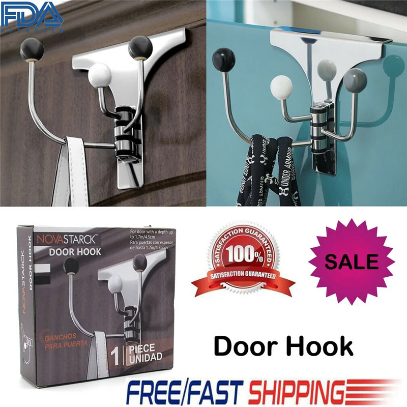 

Over-The-Door Hook Rack Metal Hanger Storage Holder Hanging Coat Hat Towel Bag Stainless steel door back hook