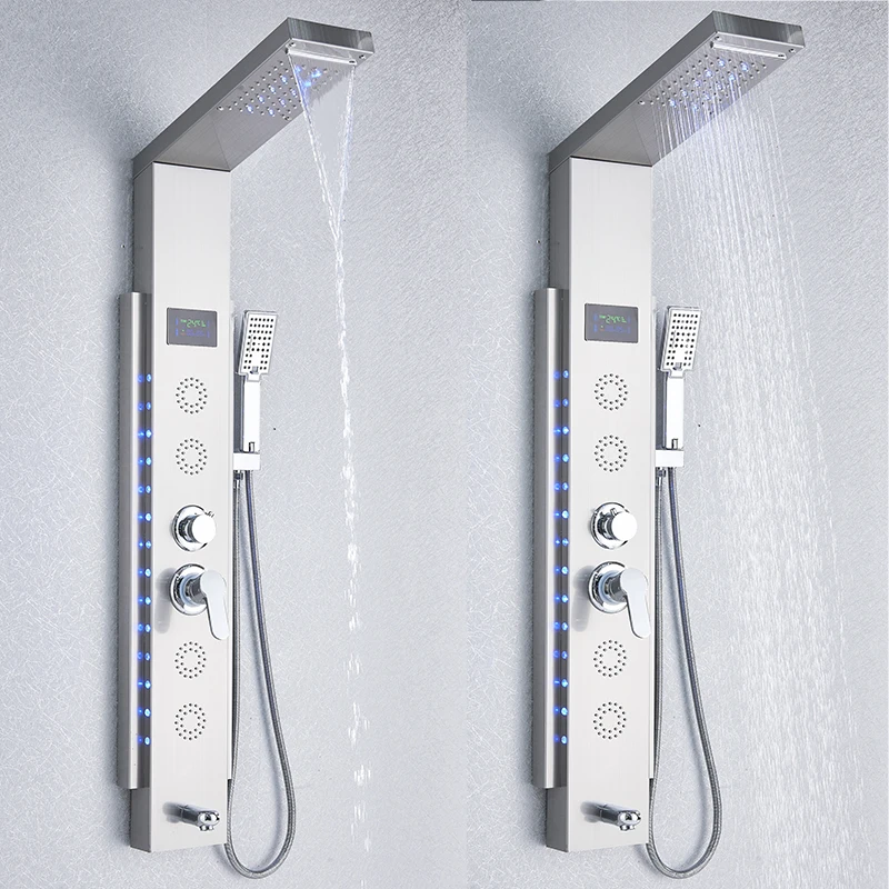 Led Shower Panel 5 Function Bathroom Shower Faucet Wall Mounting Cold and Hot Column