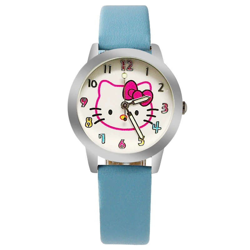 Рисунок Hello Kitty детские часы для девочек с героями мультфильмов малышей и кожаным