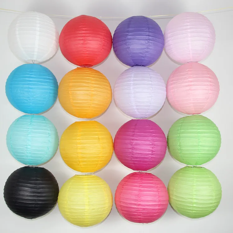 

10-15-20-25-30-35-40cm Chinese Paper Lanterns Wedding Christmas Halloween Decoration White Blue Purple Pink Green Paper Balls